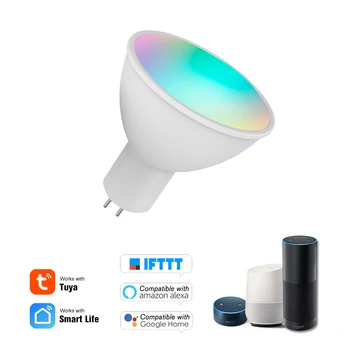 WiFi Умная Лампа RGB + W + C Светодиодная Лампа 5 Вт GU5.3 С Регулируемой Яркостью Телефон Приложение Пульт Дистанционного Управления для Alexa Google Home Tmall Elf Голосовое Управление