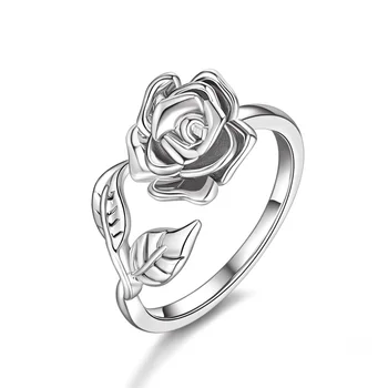 Кольцо с имитацией розы в стиле ретро для женщин, Романтический цветок, растение в форме розы, Регулируемые кольца, Геометрические украшения для вечеринок, Аксессуары, подарок