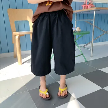 Весна 2023, новые Корейские детские 8-дюймовые брюки для мальчиков и девочек, прямые повседневные брюки, свободные модные брюки