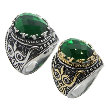 Прямая поставка, крутое коктейльное кольцо с зеленым камнем, специальное кольцо из нержавеющей стали 316L для мужчин и дам