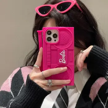 Силиконовая трехмерная мягкая оболочка для динамика Kawaii Pink Barbie Подходит для корпуса мобильного телефона Iphone14Promax Apple 13