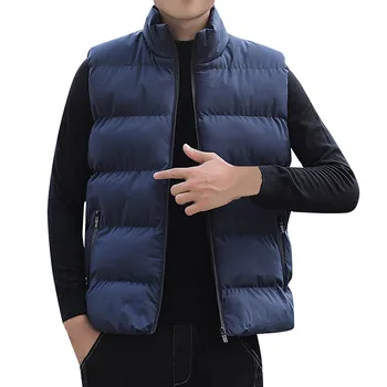 Винтажные куртки для мужчин 2023, пуховый хлопковый жилет, верхняя одежда, Весенне-осенний жилет со стоячим воротником, жилетка, куртка, мужская одежда