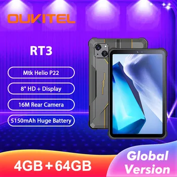 Глобальная версия Oukitel RT3 Mini Прочный Планшет 8 дюймов HD + 5150 мАч 4 ГБ + 64 ГБ Android 12 Планшетов Mtk Helio P22 16MP Camera Pad