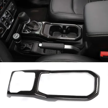 Рамка крышки панели переключения передач, внутренняя отделка для автомобильных аксессуаров Jeep Wrangler JL 2018-2019 (углеродное волокно)