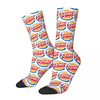 Носки контрастного цвета Crypto King, Эластичные носки с забавным графическим рисунком в стиле Гик в винтажном стиле 
Запас лайткоинов