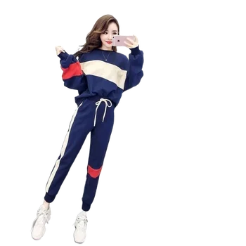 Модный повседневный спортивный костюм, женский весенне-осенний новый студенческий свободный топ в корейском стиле, облегающие брюки-двойка