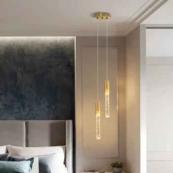 Подвесная светодиодная лампа в скандинавском стиле, современный декор комнаты, подвесной светильник для кухонного островка, прикроватная тумбочка, лестница, внутреннее освещение, Хрустальная люстра