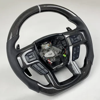 Индивидуальное рулевое колесо из настоящего углеродного волокна (без рычага переключения передач) Для Ford Raptor F150 2015 2016 2017 2018 2019 2020