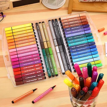 Цветные ручки, моющиеся художественные маркеры, акварельная ручка с тонким наконечником, набор 12/24/36/48 для раскрашивания книг, рисования и 