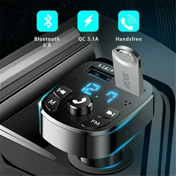 Автомобильное зарядное устройство, FM-передатчик, Bluetooth MP3-плеер, 2 USB-адаптера для быстрого зарядного устройства, Быстрое зарядное устройство, Автомобильные Аксессуары