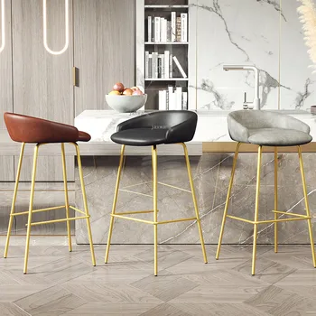 Скандинавские Роскошные кожаные барные стулья Домашний Современный минималистичный высокий стул для отдыха Барные стулья кухонная Мебель Гостиная Обеденный стул