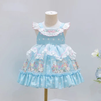 Новые летние поступления, детское хлопковое модное платье с принтом Rabitt, платья с цветочным узором для девочек, платья для свадеб, бутик-платье для девочек