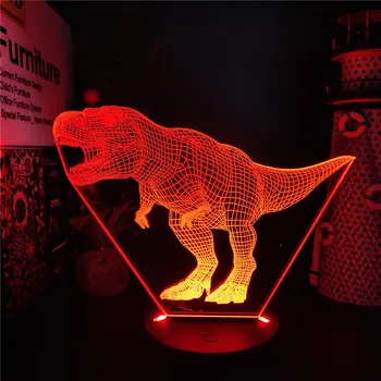 Динозавр Тираннозавр Рекс, 3D светодиодный ночник, настольная лампа с питанием от USB, детская атмосфера, классный подарок для мальчика, аниме Декор комнаты, ВТ