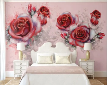 beibehang 3d трехмерная ручная роспись l стерео картина обои цветочный фон теплый розовый фон 3d обои