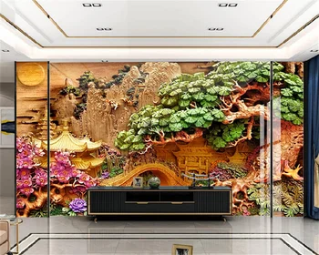 Пользовательские обои кипарис вечнозеленое дерево рокарий слива 3d трехмерная гостиная диван фон стены домашний декор фреска