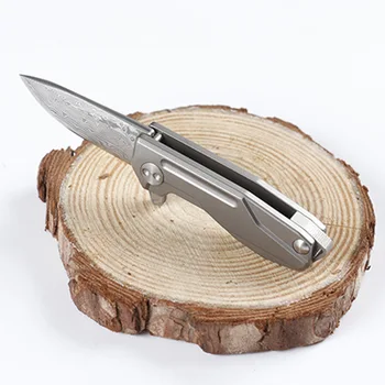 Складной Нож из Дамасской Стали Dobeli Тактический Походный Нож Для Выживания D2 58-60HRC Складной Нож Высокой Твердости Титан