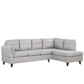 Современный диван из льняной ткани 97,2 дюйма\  L-образный диван с шезлонгом \ Секционный диван с одной поясничной подушкой \ Серый Серый