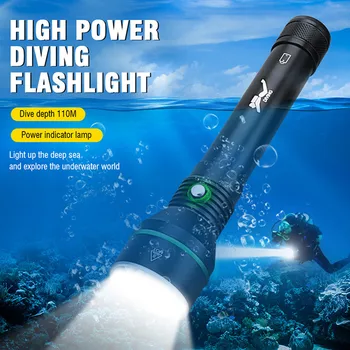 Супер яркий 2000LM P70 светодиодный фонарик для подводного плавания, подводный 100 м IPX8 Водонепроницаемый фонарь, фонарь для подводной охоты