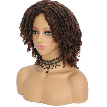 Афросинтетический парик Высокого качества с короткими дредами, женский Мягкий кудрявый парик с челкой из искусственных локонов для чернокожих женщин, связанный крючком, Парики