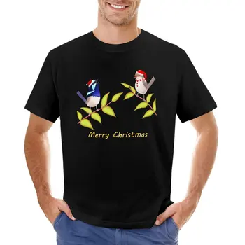 Австралийский милый голубой крапивник, футболка с рождественскими гимнами, эстетическая одежда, одежда kawaii, рубашки с кошками, черная футболка, мужская футболка