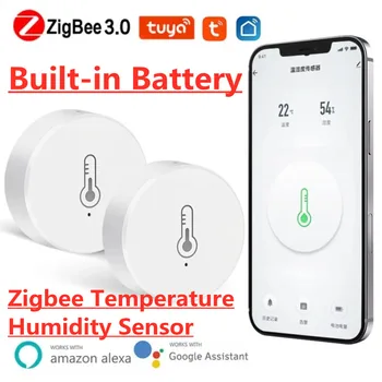 Цифровой датчик температуры и влажности в помещении ZigBee Smart Home, измеритель температуры и влажности, термометр, гигрометр, работает с Alexa Google Tuya