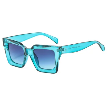 Ретро Квадратные Женские солнцезащитные очки, модные прозрачные Синие Фиолетовые Солнцезащитные очки, Мужские оттенки, Брендовые Дизайнерские Женские очки UV400