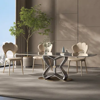 Обеденный стол в итальянском стиле из каменной доски, современный обеденный стол из роскошного камня, простой обеденный стол, прямоугольный обеденный стол высокого класса