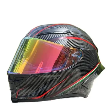 Большой спойлер, Черный, красный шлем с траекторией, Мужской И Женский Мотоциклетный шлем, Гоночный Четырехсезонный Защитный шлем Casco Casque