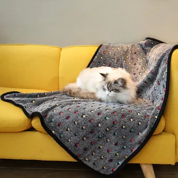 Одеяло Для домашних собак, Мягкая флисовая подушка для кошек, Зимнее теплое одеяло с принтом в горошек, Покрывало для домашних кошек, одеяло для маленьких средних и крупных собак, коврик