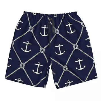 Мужские купальники-бермуды, мужские шорты с пляжным рисунком с якорями, быстросохнущие купальники, мужские шорты для отдыха на море, прямая поставка