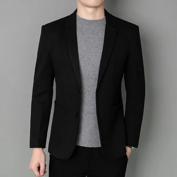 Бутик мужской моды 2023 года, деловой джентльмен, британский стиль, повседневная однотонная трендовая тонкая Корейская версия блейзера для ведущего свадьбы