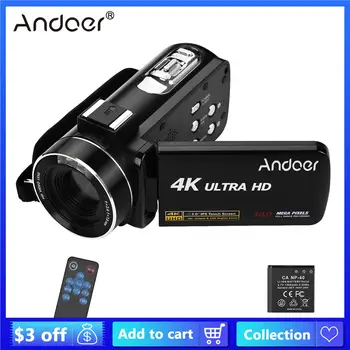 Цифровая видеокамера Andoer 4K, профессиональная портативная видеокамера DV, 3,0-дюймовый IPS монитор, функция серийной съемки с защитой от встряхивания