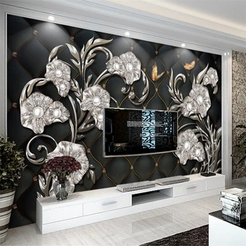 wellyu Высококачественные роскошные 3D-трехмерные украшения, цветы, мягкий ТВ-фон, настенная роспись на заказ, большие обои