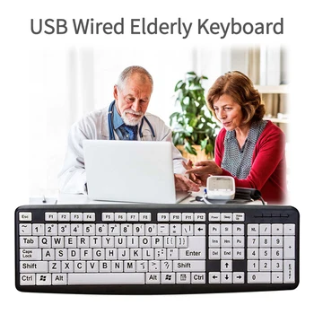 Новая проводная клавиатура USB для пожилых людей, стандартная клавиатура с крупными символами для настольного компьютера, ноутбука, Специальная клавиатура для защиты глаз