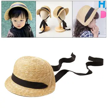 Детские соломенные солнцезащитные шляпы с козырьком, уличные бейсболки-ведерки