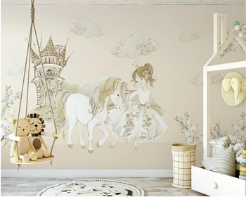 beibehang Dream fashion трехмерная декоративная роспись обоев красавица и Единорог фон детской комнаты обои