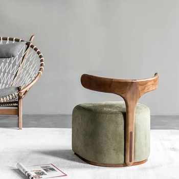 Скандинавский Современный Минималистичный Креативный Дизайнерский стул Со спинкой из массива дерева, Тканевый стул из рога, макияж для отдыха, мебель для гостиной
