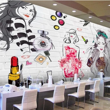 wellyu Заказал большой настенный художник с акварелью для оформления кирпичных стен beauty салон красоты магазин косметики фоновые обои