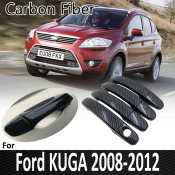 Черное углеродное волокно для Ford KUGA MK1 2008 ~ 2012 2009 2010 2011 Дверная ручка, накладка, декоративные элементы, автомобильные аксессуары