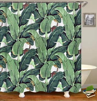 Горячие тропические растения Занавеска для душа Зеленый Банан Пальмовый лист Монстера Занавески для ванной комнаты Современный декор для ванной комнаты Подарки из полиэстера