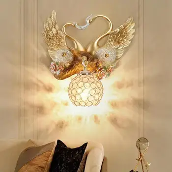 Современные Внутренние настенные светильники TEMAR Swan LED Gold Creative Luxury Sconce Lamp для декора дома, гостиной, коридора отеля