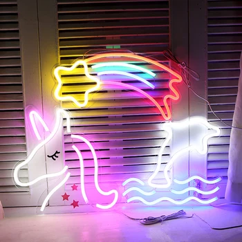 Светодиодная неоновая вывеска с питанием от USB, настенный светильник для вечеринок, розовые, радужные вибрации, светодиодные неоновые лампы для украшения стен в игровой комнате, спальне.