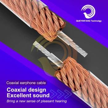 QUEYINFANG 2,8 мм Одножильный коаксиальный кабель для наушников OFC Strand Смешанный Посеребренный OFC Strand Оболочка из ПВХ медного цвета