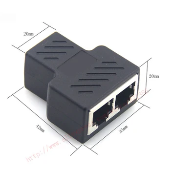 Оптовая цена Черный, 1 шт./лот, кабель Ethernet с медным сердечником RJ45, порт LAN, разветвитель от 1 до 2 разъемов, разветвитель адаптера
