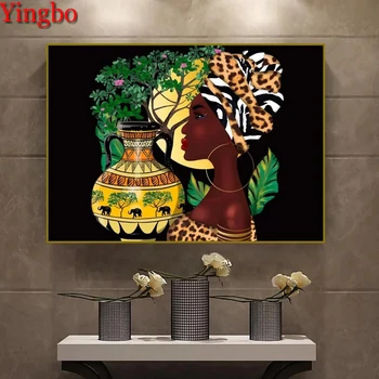 Алмазная вышивка Африканские женщины Ваза Искусство DIY 5D Алмазная живопись Картина из горного хрусталя Вышивка крестом Мозаичный декор