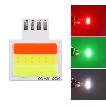 3шт 27x23 мм RGW 3-цветная Светодиодная Лампа COB Light Chip 12V 2W Зеленая Красная Белая Трехцветная Светодиодная Лампа для Сигнальных Огней Декоративного Освещения автомобиля