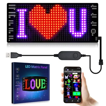 Яркие рекламные светодиодные вывески, гибкий светодиодный автомобильный знак USB 5V, цифровой дисплей, управление приложением, анимация пользовательского текста