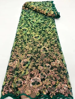 Тюлевая кружевная ткань с вышивкой из бисера, африканская модная ткань для вечернего платья чонсам, 5 ярдов
