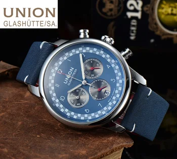 Мужские часы UNION GLASHUTTE SA, лучший бренд класса люкс, модные мужские часы, кварцевые водонепроницаемые часы, мужские спортивные многофункциональные хронометражи