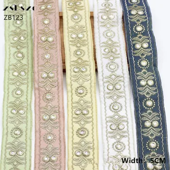 zsbszc 5 см 10 ярдов многоцветная золотая нить, кружево для вышивания линз, аксессуары для воротников национальной одежды, аксессуары для поделок ZB123